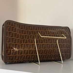 Fendi Tan Monogram Clutch/Pouch with COA